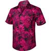 QWEFVB Enlison - Camicia hawaiana da uomo, a maniche corte, casual, estiva, da spiaggia, con bottoni floreali, tropicali, hawaiane, Camicia hawaiana foglia rosa caldo, 4XL