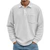 KBOPLEMQ Maglione da uomo elegante felpa invernale polo vintage maglione invernale con colletto cord pullover lavoro maglietta a maniche lunghe business tessuto spesso camicia tempo libero morbida