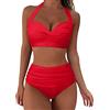 Generic Tankini Taglie Forti Costumi 2 Pezzi Vita Alta Costume da Bagno a Vita Alta da Donna Bikini Stampato a con Coppa Avvolgente Spaccata Sexy Costume Intero Donna con Ferretto Costumedonna (Red XL)