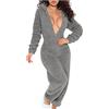 WOXIHUAN Pigiama Intero Invernale Donna Manica Lunga con Zip Pigiama Donna Invernale Pile a Manica Lunga Pigiamone Felpato