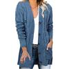 Generic Donna Cardigan Primavera Autunno Manica Lunga Giacca Maglia Drappeggiato Aperto Frontale Chic Ed Elegante Cardigan Leggero Girocollo in Cashmere Gilet Con Bottoni Inverno Cappotto, blu, M