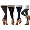 Mediawave Store - Set 5 Leggings Aderente Donna Ass. Gaia Effetto Termico Interno Felpato (L/XL) (S/M)