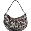 Braccialini Beth Animalier Borsa a spalla a forma di mezzaluna in materiale effetto cavallino dalla fantasia leopardata. Con manico, chiusura zip e tracolla in nastro logato rimovibile e regolabile