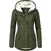 GUOCU Giacca Caldo Invernale Antivento Donna Cappotto con Cappuccio in Pelliccia Sintetica Parka Slim Fit Fodera in Pile Giubbotto Outdoor Cappotto Spessa Caldo Parka,Verde Militare,L