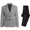 Drkobr Donna Completo 2 Pezzi Giacca Pied-de-Poule e Pantaloni Tinta Unita Lavoro Casual Outfit Giornaliero