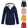WOXIHUAN Giacca Impermeabile a Vento Donna,Aggiungi Velluto Cappotto con Cappuccio Antivento Giacche,Maniche Lunghe Giubbotto Inverno Caldo Giacca Casuale Sportivo Cardigan Taglie Grandi Jacket