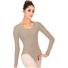UBOHUZ Body da danza classica for adulti, body da ginnastica a maniche lunghe, body casual elasticizzato for danza classica da donna Per Donna(Khaki,L)