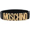 Moschino Cintura pelle opaca con placca logo grande oro tg 44