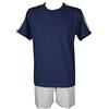 RAGNO SPORT Pigiama Uomo Manica Corta Pantalone Corto Collo Serafino Cotone Articolo U320ND, 516F Fantasia Blueberry, 50