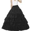 KBOPLEMQ Gonna a maturo, abito da sposa, lungo, linea ad A, rockabilly, barocco, sottogonne, crinolina, 5 anelli con volant, costume da Carnevale, lucido, per feste, stile barocco, gonna a maturo, Nero ,