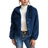 Bauzuoyo Teddy, giacca in pile da donna, corta, invernale, morbida, calda e calda, a maniche lunghe, elegante e spessa, con bottoni Streetwear, Blu, XS
