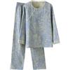 PRINCESS BRIDE Garza di cotone inclinato risvolto Hanfu tradizionale delle donne pigiama Set Loungewear indumenti da notte sciolti, Blu, L