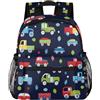Mexpekil Zaino per bambini con stampa di camion dei cartoni animati e macchinine, per ragazzi, ragazze, bambini, mini zaini, borsa per la scuola materna, zaino da viaggio, Multicolore, 10x4x12 inch