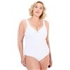 Ulla Popken Body Senza Ferretto con Coppe morbide, Apertura sul Retro Bianco Neve 100D 834050200-100D