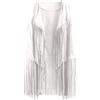 AruMinna Gilet da donna con frange in tinta unita con frange top aperto sul davanti senza maniche gilet giacca Y2K hippie gilet gilet con nappe in finta pelle scamosciata rivetti senza maniche, bianco