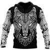 Generic Felpa con Cappuccio da Uomo Stile Vichingo con Fenrir e Odino - Pullover a Maniche Lunghe con Stampa 3D, Tatuaggio, Zip, Look Vintage Medievale Streetwear(Fenrir Wolf,XL)