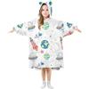 Sevdomey Coperte indossabili spaziali colorate per bambini ragazzo ragazza, felpa oversize con cappuccio coperta a doppio strato, Spazio colorato, M