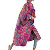 OMZIN Giacca Lunga Da Donna Antivento Stampata Plus Size Vintage Manica Lunga Colletto Reversibile Trench Coat Rosa S