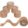 BB Sport 6 Rotoli Nastro Kinesiologico 5 m x 5,0 cm Diversi Colori E-Book Esempi Applicazione Tape Kinesiologico Muscolare Cerotto, Colore:giallo