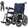 AMITD Carrozzina Elettrica Pieghevole Leggera Tutti Terreni Fino a 150 kg, Autonomia 20 km, Batteria Rimovibile, Telaio in Alluminio 19 kg, Sedile 48 cm, Sedia a Rotelle per Disabili, Adult, Anziani