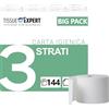 Tissue Expert Carta igienica, 3 strati, 144 rotoli x 250 fogli, 100% riciclaggio, carta igienica super morbida, confezione grande per uso commerciale, carta igienica, ideale per molti consumatori