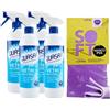 FEI FAN 4x Quasar VETRI CON ALCOOL, Non Lascia Aloni, Asciuga Rapidamente e Igienizza 580ml + Panno In Lattice SOFT, Formato 30x30