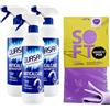 FEI FAN SET PULIZIA: 3x Quasar ANTICALCARE EXTRAFORTE, Azione Rapida, Salva Cromature, Antiruggine 580ml + In Omaggio Panno Soft In Lattice 30x30