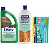 Dc Casa NUNCA SET DETERGENTE PULIZIA PAVIMENTI - LIVAX CERA SPLENDI PARQUET 1 LT - WINTO PARQUET 1LT più 50 PANNI ELETTROSTATICI CATTURAPOLVERE 22X29.