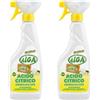 Generico Alga Acido Citrico Spray Detergente Multiuso, Anticalcare, Brillantante, Igienizzante, Pronto all'Uso, 750ml, Confezione da 2