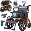 WISGING 40 cm, grande ruota anteriore, per adulti, sedia a rotelle elettrica, 50 cm, larghezza seduta per tutti i terreni, sedie a rotelle, 500 W, pieghevole, sedia a rotelle motorizzata, 150 kg, controllo