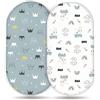 Odot Set di 2 Lenzuolo con Angoli Neonato, Lenzuola per Carrozzina Lenzuola da Culla Copri Fasciatoio Bambino Coprimaterasso in Cotone Morbido con Fascia Elastica (Corona,82x41cm)