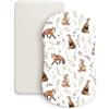 Odot Set di 2 Lenzuolo con Angoli Neonato, Lenzuola per Carrozzina Lenzuola da Culla Copri Fasciatoio Bambino Coprimaterasso in Cotone Morbido con Fascia Elastica (Volpe,82x41cm)