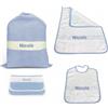 Tex family Set Asilo 4 Pezzi Personalizzato - Cotone Made in Italy - Sacco, Bavaglino, Asciugamano e Bustina con Ricamo Nome - Azzurro