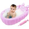 Generic Piggy Vasca da bagno gonfiabile per bambini, Vasca da bagno pieghevole da viaggio antiscivolo con pompa ad aria, Vasca da bagno per bambini da 0 a 8 anni