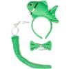 Petitebelle 3 pezzi vestito di coda in 3D diadema Bowtie Una dimensione 3d verde pesce