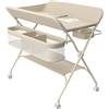 Belfoyer Fasciatoio Neonato Pieghevole Regolabile in Altezza - Portatile con Cinture di Sicurezza, Organizer & Ripiani, Struttura in Metallo Solida (75×68×83-91 cm, Bianco)