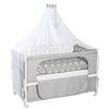 roba Lettino per Neonati Co-Sleeping Little Stars, 60 x 120 cm, Biancheria per Lettino Inclusa, Motivo con Stelline, Altezza Regolabile, Legno Laccato Bianco e Grigio