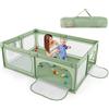 COSTWAY Recinto per Bambini, Box per Neonati con Rete Traspirante, Centro Attività con 50 Palline, Box Giochi per Bambini 0-3 Anni (Verde, 206 x 147 cm)