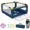 LIFEZEAL Box Bambini e Neonati 0-3 Anni, Recinto, 150x150cm, Già Montato, Pieghevole, Portatile, con Borsa, Maniglie, Palline, Bordo Protettivo, Parco di Gioco, Centro di Attività, in Rete Traspirante