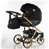Sojan NAVI Kajtex BBtwin 3 in1 similpelle, passeggino 3 pezzi con corona, Trio eco-pelle, pelle (nero)