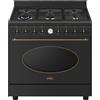 Smeg CO90GMAN2 Cucina A Gas, 90 Cm, 6 Bruciatori, Linea Coloniale, Forno Elettrico Multifunzione, Vapor Clean, Colore Antracite, Classe Energetica A