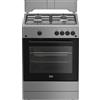 Beko FBG62010DX - Cucina a gas con forno a gas, n° fuochi, 60x60 cm, colore inox/nero