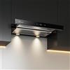 GURARI Cappa piatta CH 3003C - Cappa aspirante da incasso 60 cm - Vetro nero - Motore da 1000 m³/h - TouchControl - LED - Filtro grasso metallico - 3 livelli di potenza - scarico/ricircolo dell'aria