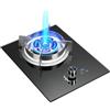 Generico Fornello A Gas Portatile, Bruciatore Wok Ad Alta Potenza Da 5,2 KW, Piano Cottura A Gas A 1 Fuoco, Vetro Temperato Con Protezione Antispegnimento(NG)