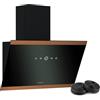 Klarstein FlashLine 60 - Cappa da Cucina, Touchscreen, 524 m³/ora, Efficienza Energetica A++, LED, Silenziosa: 34,5 dB, Nero & Rame, Scarico & Ricircolo