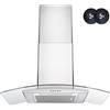 FIREGAS - Cappa da cucina da 76 cm, con montaggio a parete, senza canalizzazione, con vetro temperato, ventola a 3 velocità, 400 CFM, controllo a pulsante, luce LED, filtri in acciaio inossidabile