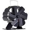 YINZHD Ventilatore for stufa a 6 pale alimentato a calore, camino nero, bruciatore a legna, ecologico, silenzioso, distribuzione efficiente del calore in casa