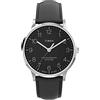 Timex Orologio Waterbury 40 mm - Cassa in acciaio inossidabile con quadrante nero e cinturino in pelle nera TW2V01500