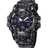 SMAEL Orologio da polso da uomo, militare, impermeabile, sportivo, con data, multifunzione, LED, sveglia, cronometro, orologio digitale da uomo, 8008 Nero Grigio, Large Face, Digitale