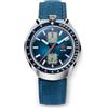 SEAKOSS Red Star Bull Head Cronografo da uomo super luminoso 1963 ST1901 movimento 3D Bubble Mirror Pilot orologi da polso meccanici, Cinturino in pelle blu, Lusso